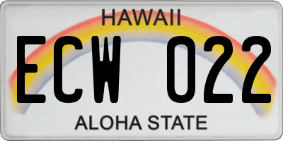 HI license plate ECW022