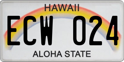 HI license plate ECW024