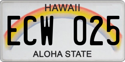 HI license plate ECW025