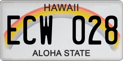 HI license plate ECW028