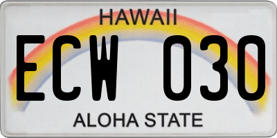 HI license plate ECW030