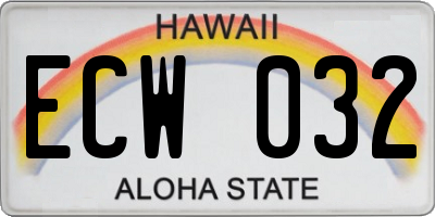 HI license plate ECW032