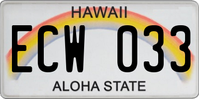 HI license plate ECW033
