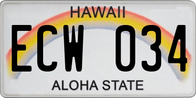 HI license plate ECW034