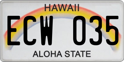 HI license plate ECW035