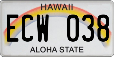 HI license plate ECW038
