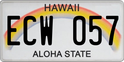 HI license plate ECW057