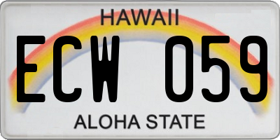 HI license plate ECW059