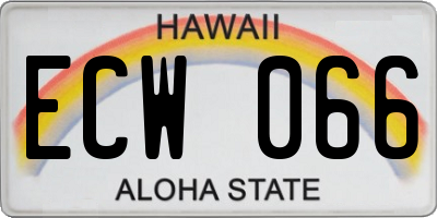 HI license plate ECW066