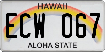 HI license plate ECW067