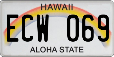 HI license plate ECW069