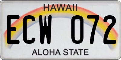 HI license plate ECW072