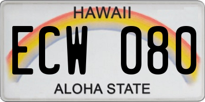 HI license plate ECW080