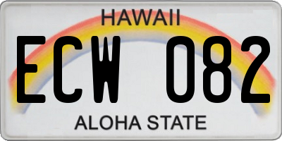 HI license plate ECW082