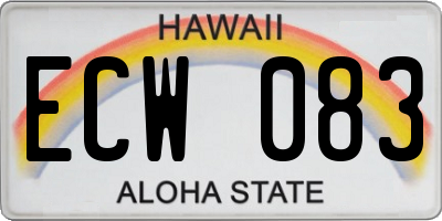 HI license plate ECW083