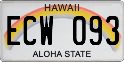 HI license plate ECW093