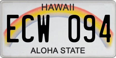 HI license plate ECW094