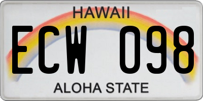HI license plate ECW098