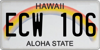 HI license plate ECW106