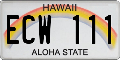 HI license plate ECW111