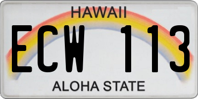 HI license plate ECW113