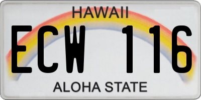 HI license plate ECW116