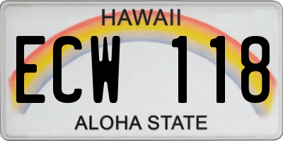 HI license plate ECW118