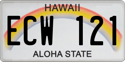 HI license plate ECW121