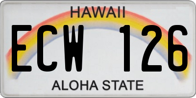 HI license plate ECW126