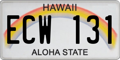 HI license plate ECW131