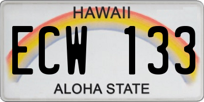 HI license plate ECW133