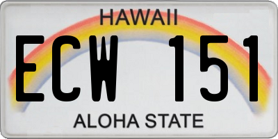 HI license plate ECW151