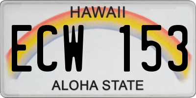 HI license plate ECW153