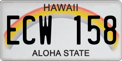 HI license plate ECW158
