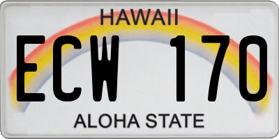 HI license plate ECW170
