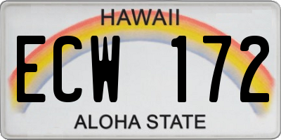 HI license plate ECW172