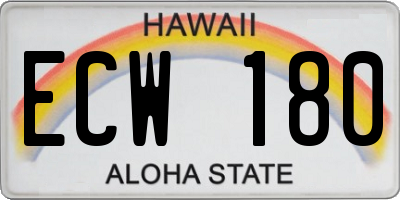 HI license plate ECW180