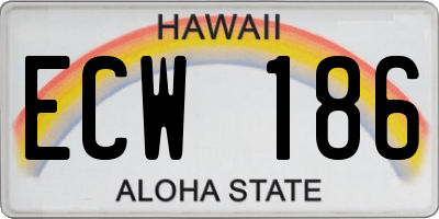 HI license plate ECW186