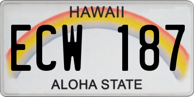 HI license plate ECW187