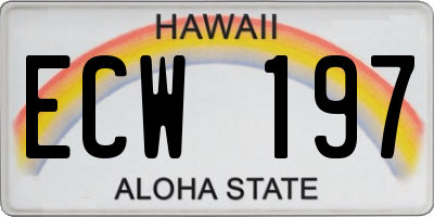 HI license plate ECW197
