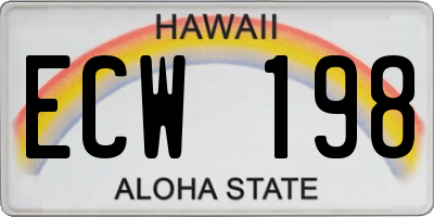 HI license plate ECW198