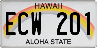 HI license plate ECW201