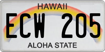 HI license plate ECW205