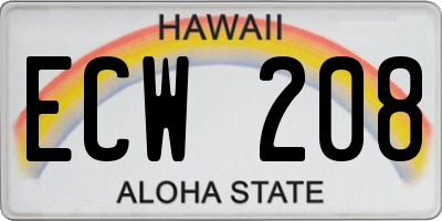 HI license plate ECW208