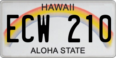 HI license plate ECW210