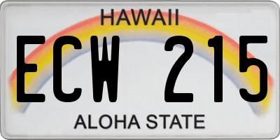 HI license plate ECW215