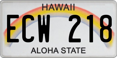 HI license plate ECW218
