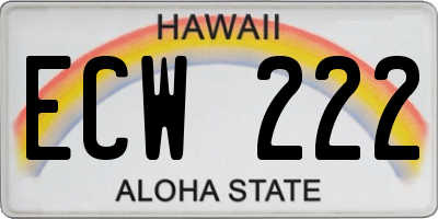 HI license plate ECW222