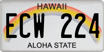HI license plate ECW224