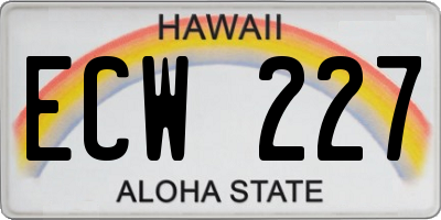 HI license plate ECW227